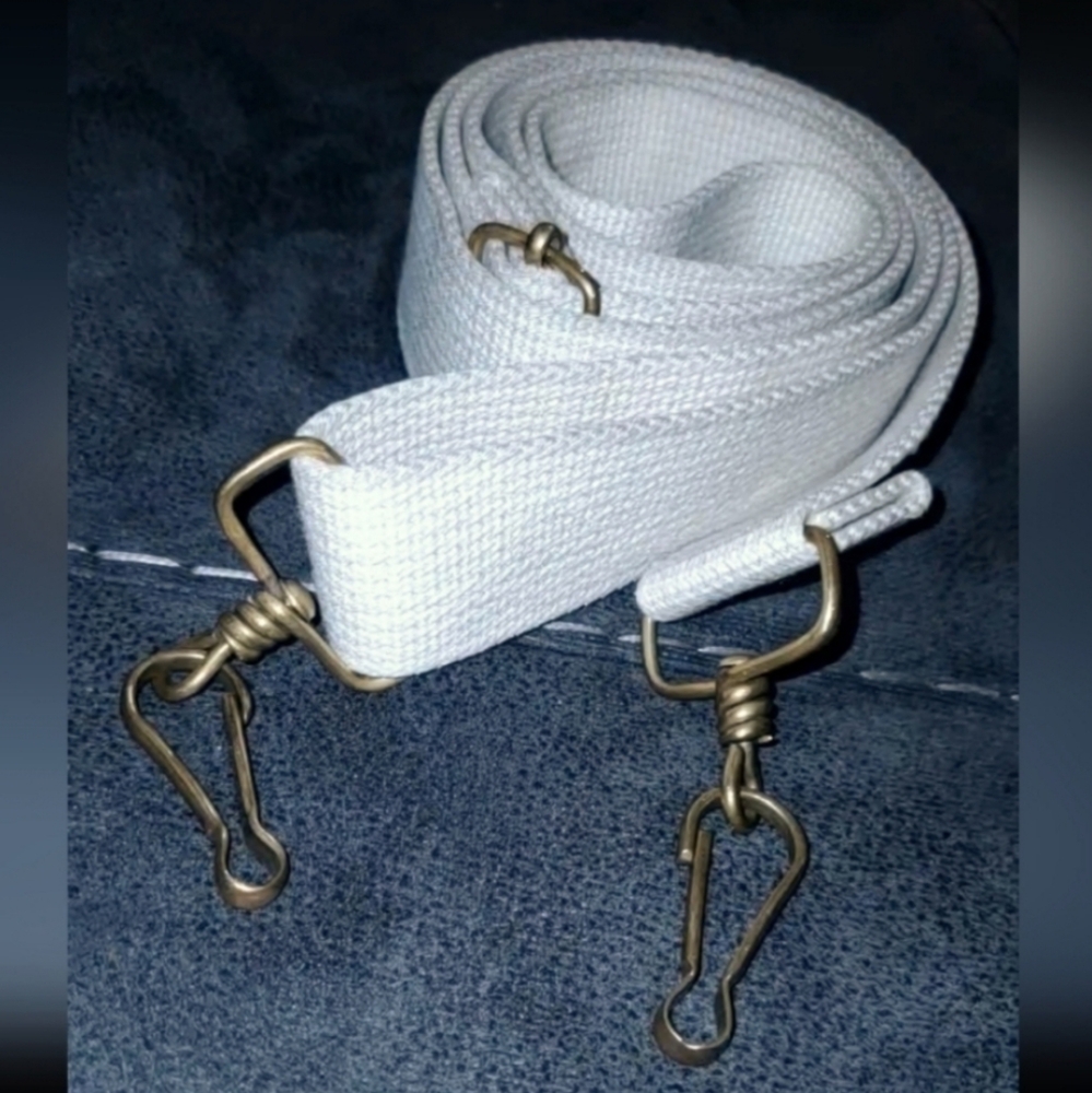 Vintage White Canvas  Strap with Gold Hardware